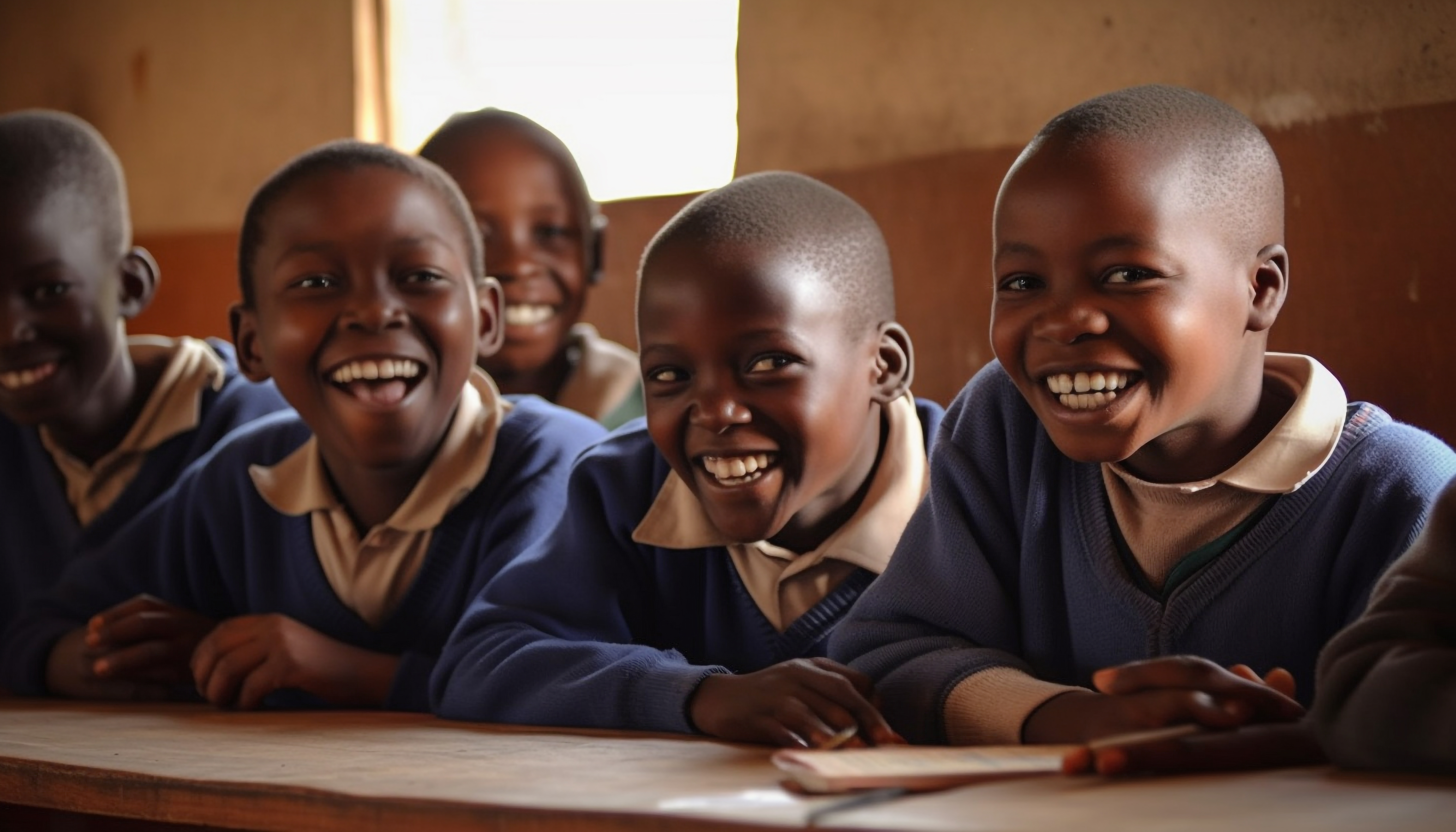 Multi Ethnic Students Classroom Smiling Learning Together Generated By Ai